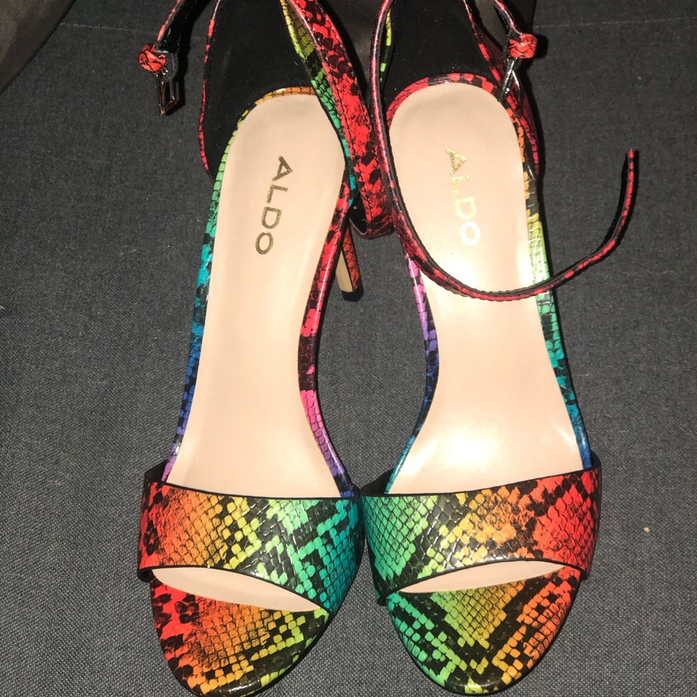 Aldo rainbow snakeskin heels